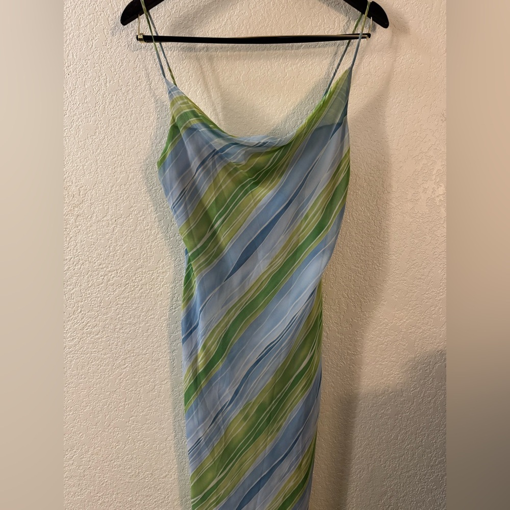 Y2K Vintage 90s Milano USA Green & Blue Fairy Dress Small Palm Beach vibes